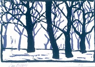 Trees in Snow (relief print 10 x 8 in) $60 framed